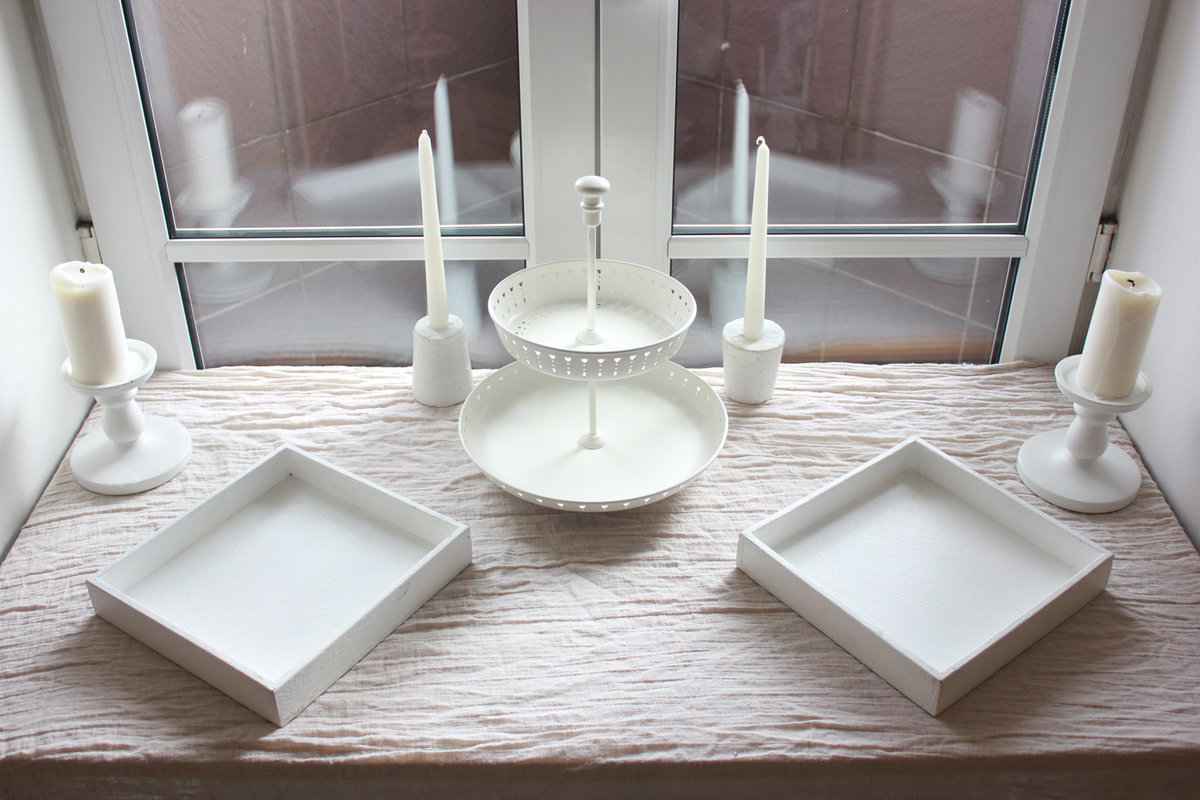 Декор стола для свадебного фуршета: белый цвет